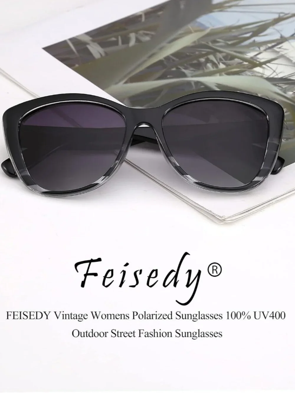 Elegant Polarized Cat Eye Sunglasses for Women - Jackie O Retro Style B2451